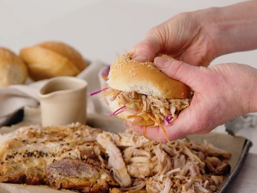 Slow cooker honey mustard pulled pork belly.