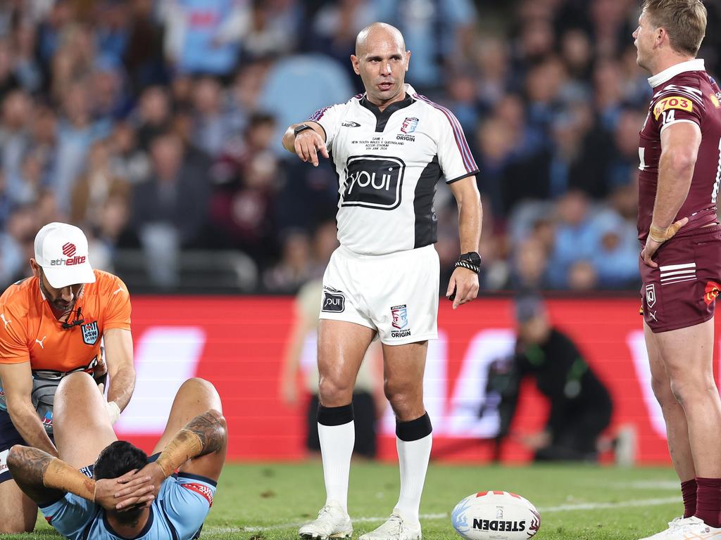 Ashley Klein was the referee for Origin I. Picture: Cameron Spencer/Getty Images