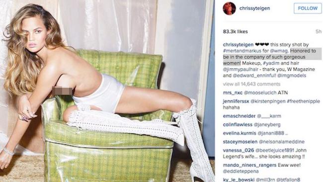 This was Chrissy Teigen’s photo that was banned by Instagram.