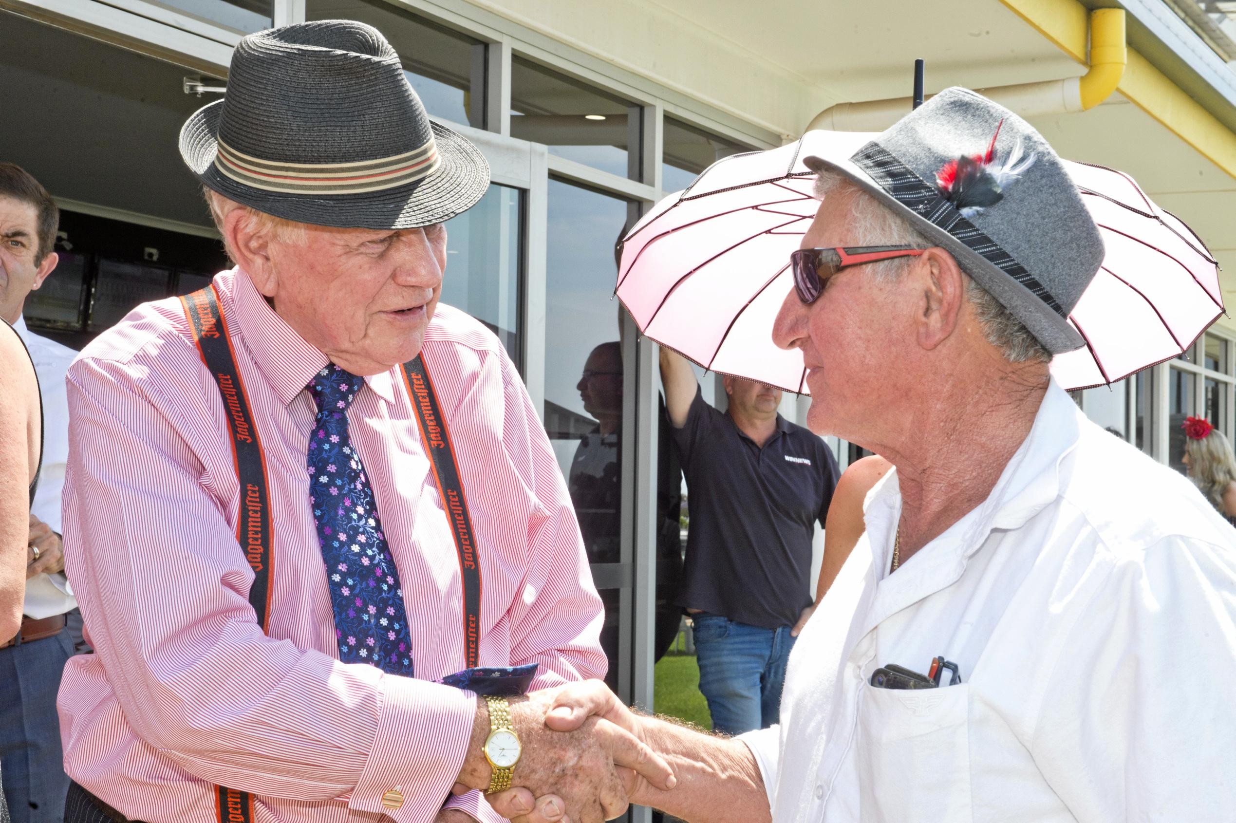 ( From left ) Lee O'Donnell and Bevan Kammholz.  Melbourne Cup Day at Clifford Park. Wednesday, 3rd Jan, 2018. Picture: Nev Madsen