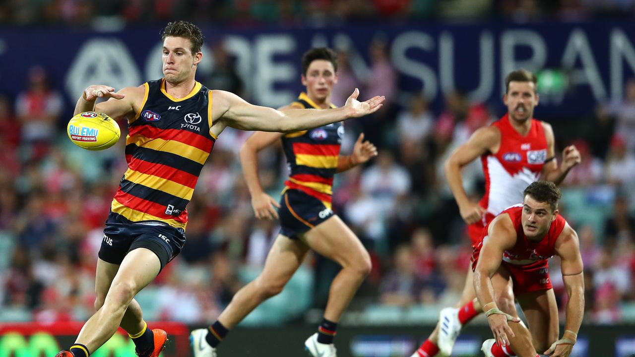 Josh Jenkins is not certain of his senior spot ahead of the Crows’ clash with the Suns. Photo: Cameron Spencer/AFL Media/Getty Images.