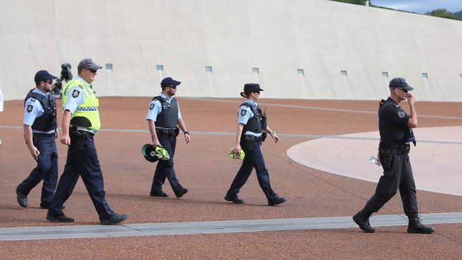 Security is bumped up at Parliament House in Canberra after the London terror attack. Picture: Kym Smith