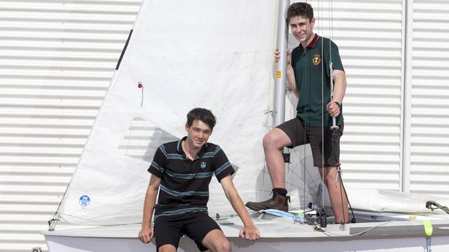 Baker (left) and Ben Hinks (right) recently took out the 420 class at the Open Australian National Championships and now have future aspirations to make the Olympics. Picture: Kelly Barnes