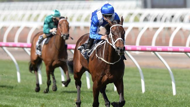 Winx romps to victory in last year’s Turnbull Stakes. Picture: AAP