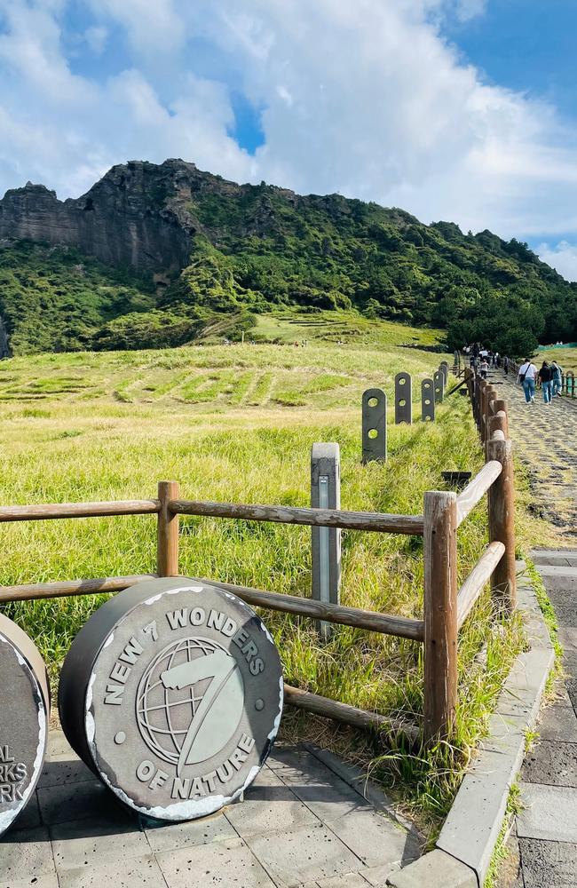 Climbing Sunrise Peak in Jeju.