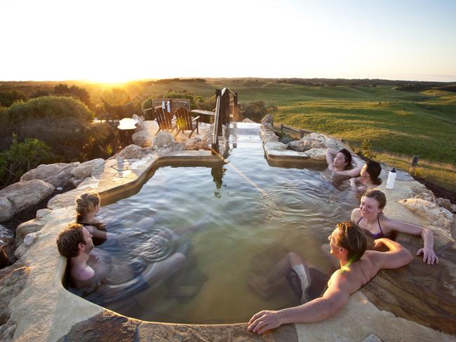 Warm up in the hilltop pool at Peninsula Hot Springs. Picture: Visit Victoria