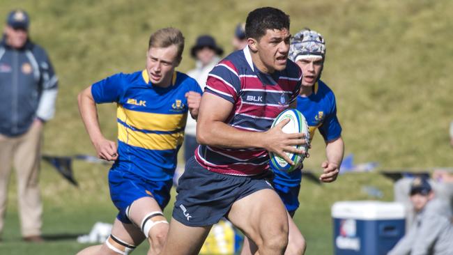 JoJo Fifita breaks away for The Southport School against Toowoomba Grammar.