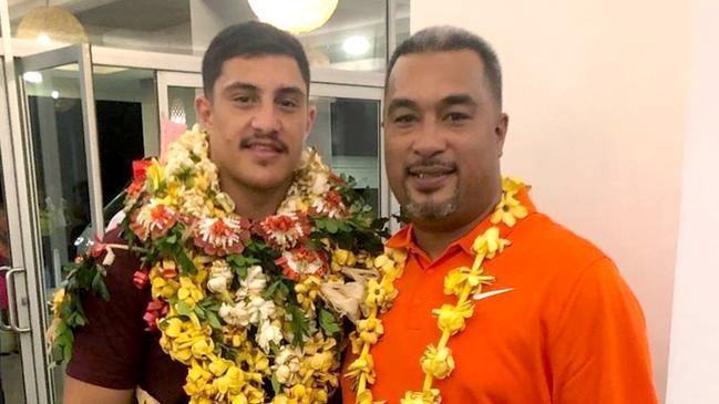 Kotoni Staggs met his father for the first time in 2019. Picture: Facebook