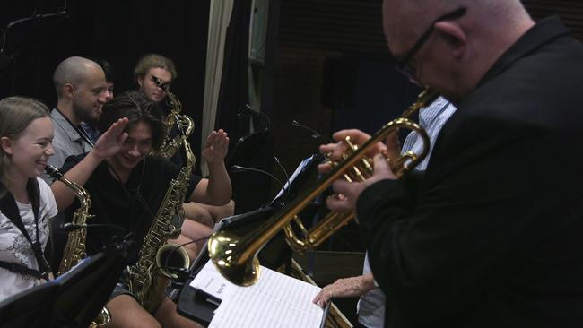 Morrison plays with the Bellingen High School Jazz Band. Picture: Nicholas Adams-Dzierzba 