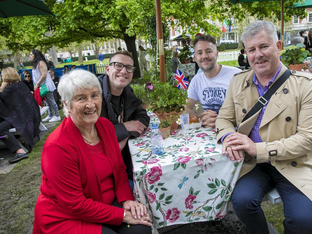 Anthea Beeck, Joe Cassidy, Colin Beeck and Andrew Toulalan at the Mayfair Coronation party. Photo: Ella Pellegrini