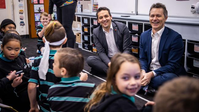 SA Education Minister Blair Boyer with his federal counterpart Jason Clare, during a visit to Westport Primary School. Picture: Tom Huntley