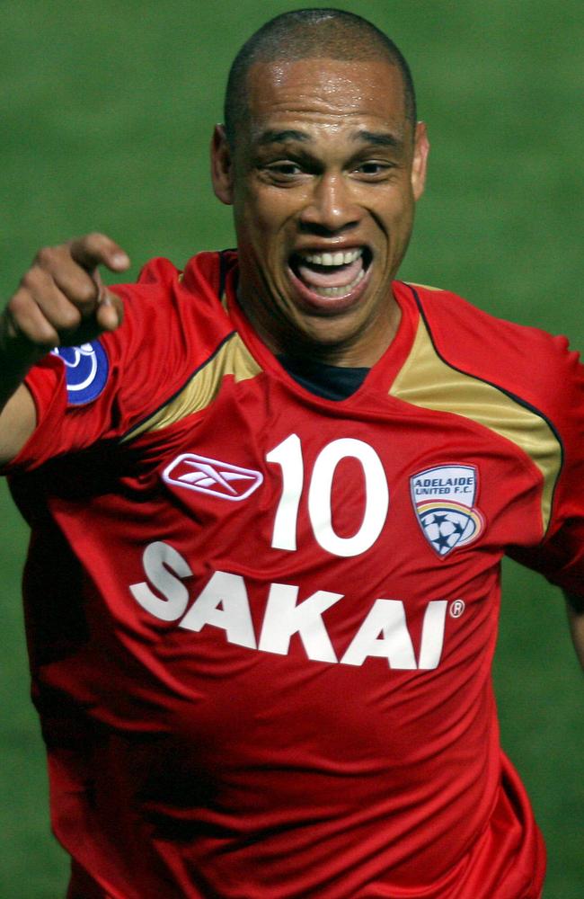 Cristiano of United after scoring against Bunyodkor in the AFC Champions League at Hindmarsh.