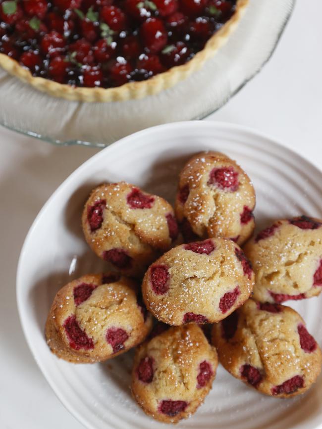 Raspberry friands, made by Deborah Ward. The recipe features in her self-published Food Gardening, Cooking and Family cookbook. Picture: Nikki Davis-Jones