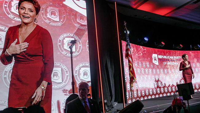 Republican gubernatorial candidate for Arizona Kari Lake speaks during an election night watch party in Scottsdale, Arizona, on November 8, 2022. Picture: Olivier Touron / AFP