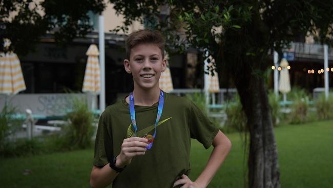 Gilbert Cox comes first in the Australia Day 2023 fun run at Darwin Waterfront. Picture: (A)manda Parkinson