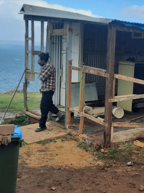 A man, alleged by SA Police to be George Lavrentiadis, photographed at the coastal shack owned by Barry Robertson. Picture: Supplied.