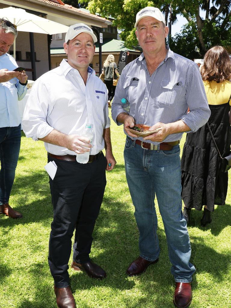 Simon Gleeson and Ken McKenzie at the Droughtmaster Australia beef launch at Brisbane Racing Club. Socials: Damien Anthony Rossi | Picture: Claudia Baxter Photography