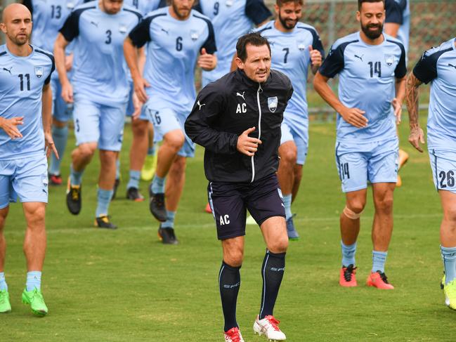 Andrew Clark putting Sydney FC players through their paces last year. Picture: AAP 