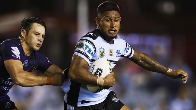 Ben Barba makes a break for the Sharks. Picture. Phil Hillyard