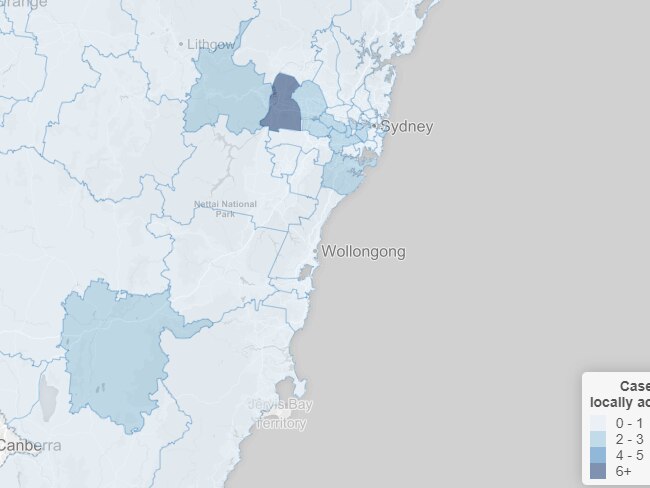 New data from NSW Health has revealed the LGAs where COVID-19 has spread over the past month. Source: NSW Health