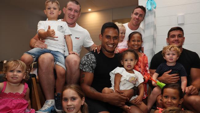 Cronulla Sharks players hold a surprise farewell dinner for departing fullback Ben Barba at Cronulla RSL in Sydney. Picture: Brett Costello