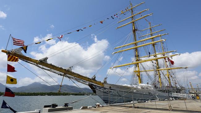 The Indonesian Navy's high mast training ship, the KRI Bima Suci, has visited Cairns for the first time, with the sailors holding an open day on Friday. Picture: Brendan Radke