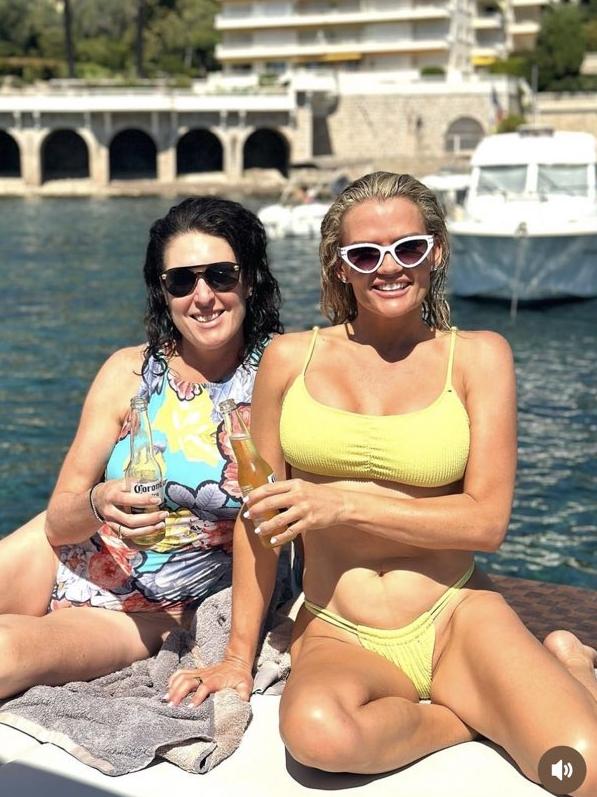 Annika Martyn with Tonia Taylor on Bell’s yacht in the south of France. Picture: Instagram