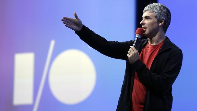 Big event ... Larry Page, Google's co-founder and chief executive, speaks during the keynote presentation at Google I/O 2013 in San Francisco. (AP Photo/Jeff Chiu)