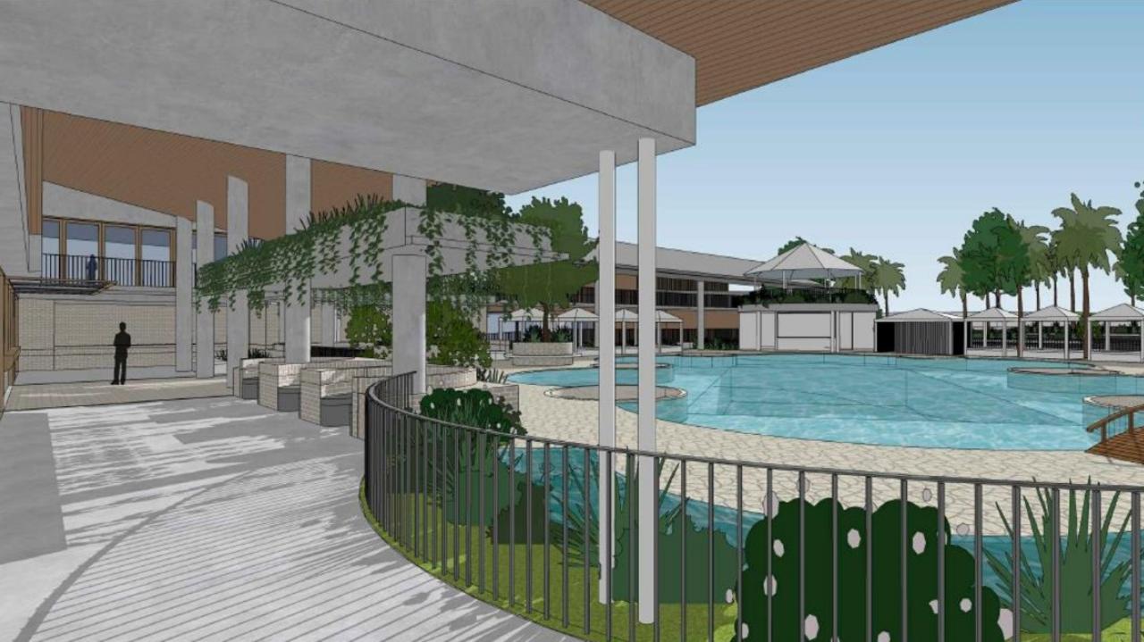 An application for the Royal Cannonvale Hotel will be discussed at the council meeting this week with plans showing a swimming pool and outdoor dining area. Picture: Supplied