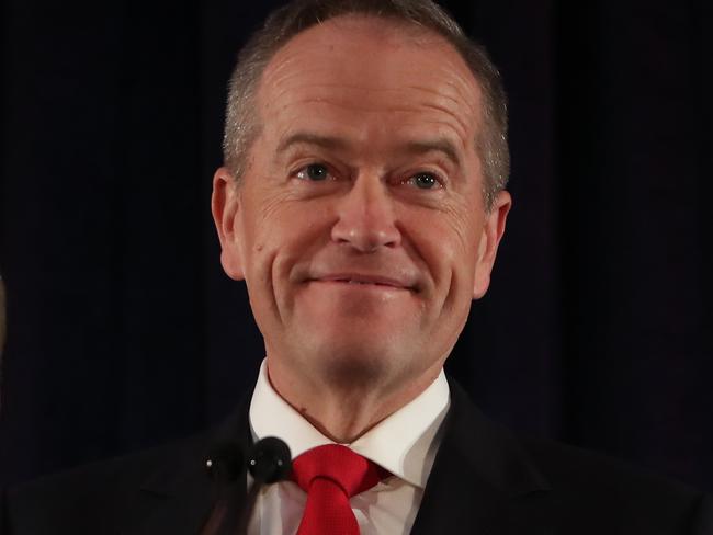 NEWS2019ELECTION 18/5/2019. DAY 38Opposition Leader Bill Shorten and Chloe speaking to the crowd on Election Night at Essendon Hyatt in Melbourne. Picture Kym Smith