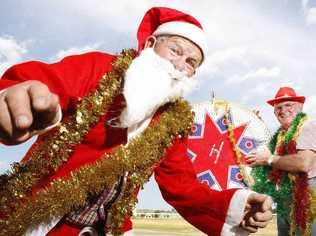 Robert Krause and Norm Reinke are getting ready for the Marburg Christmas Carnival on December 3 at the Marburg Showgrounds. . Picture: Sarah Harvey