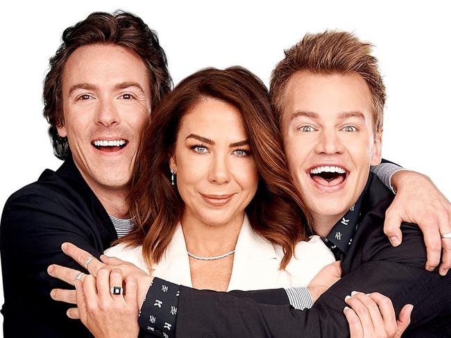 Tim Blackwell, Kate Ritchie and Joel Creasey for the Kate, Tim and Marty show on Nova radio. Picture: Supplied