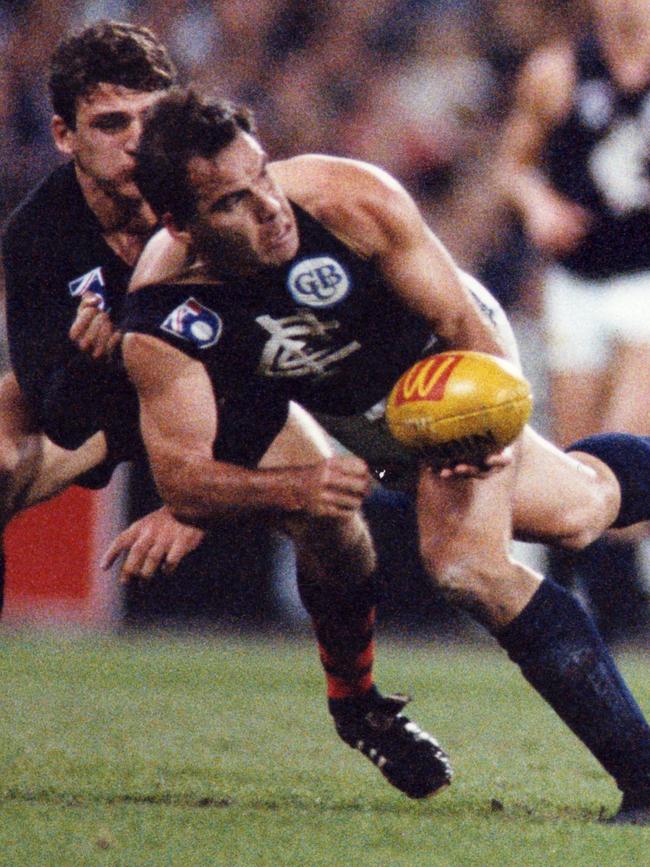 Carlton footballer Greg Williams in action back in 1993.