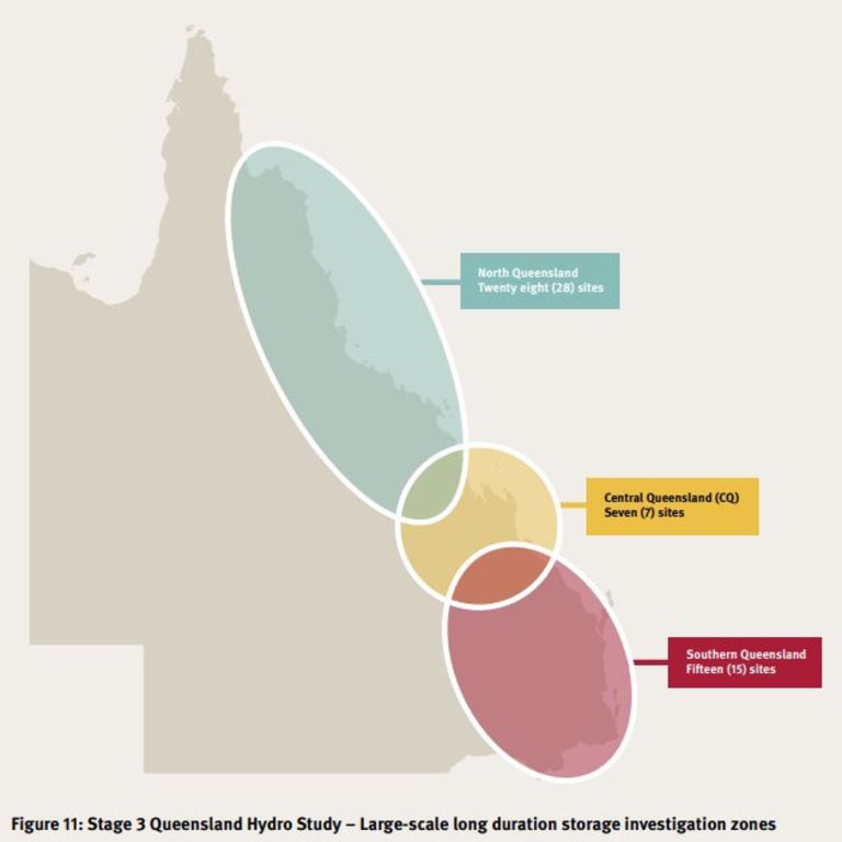 There were more than 40 alternative large-scale pumped hydro sites considered before the government selected Pioneer-Burdekin and Borumba. Picture: Queensland Hydro Study