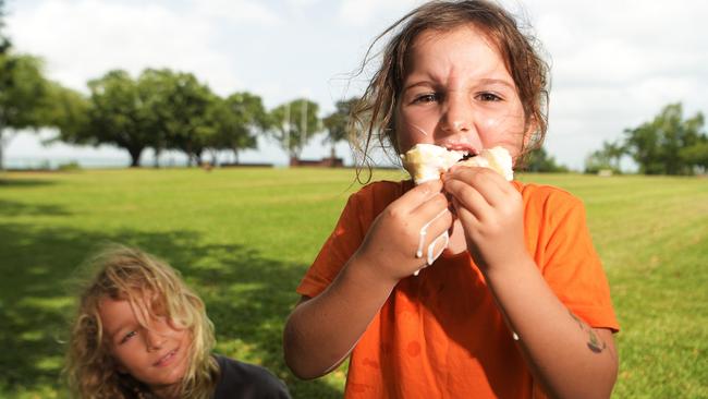 Sebastian, 8, and Eve, 5, Cunningham will have to eat more ice cream if it keeps getting hotter. PICTURE: KERI MEGELUS