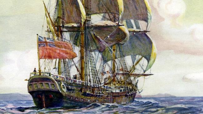 Detail from a painting of the Endeavour by naval historian Gregory Robinson.