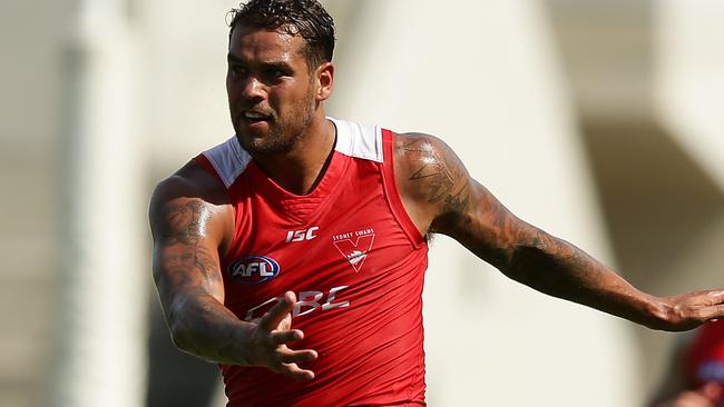 Lance Franklin during Sydney Swans AFL training at Drummoyne Oval, Sydney. Pic Brett Costello