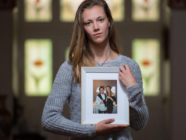 Claire Coulter, 21, speaks out about the death of her boyfriend, Christopher Boyden, in a motorbike crash on the West Gate Bridge. Picture: Stuart Walmsley