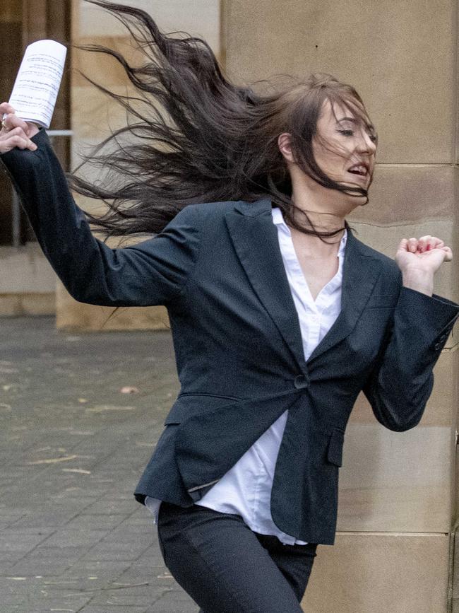 Isabell Grant making her flying exit from court in June. Picture: NCA NewsWire