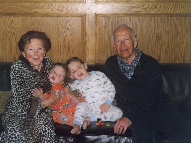 Never lost hope: Yvonne and John Engelman with their two great grandchildren in 2005.