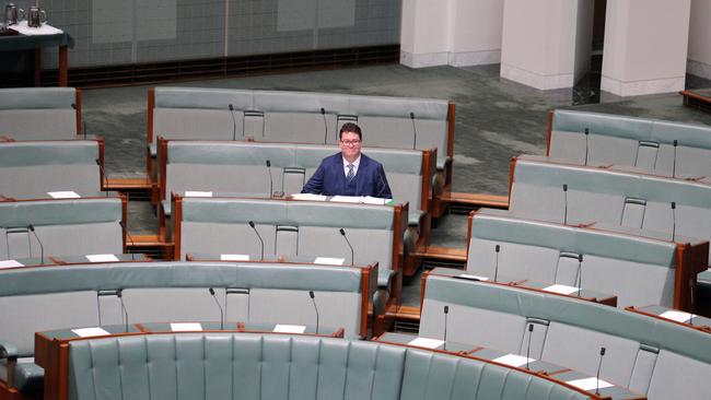 A lone George Christensen in the House of Representatives chamber today. Picture: Gary Ramage