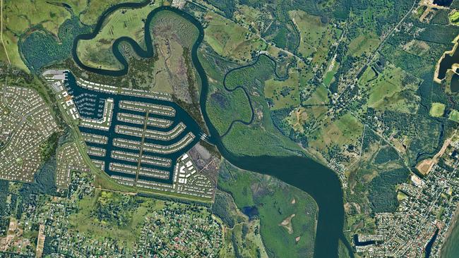 An aerial view of the proposed North Harbour Marina development at Burpengary East.
