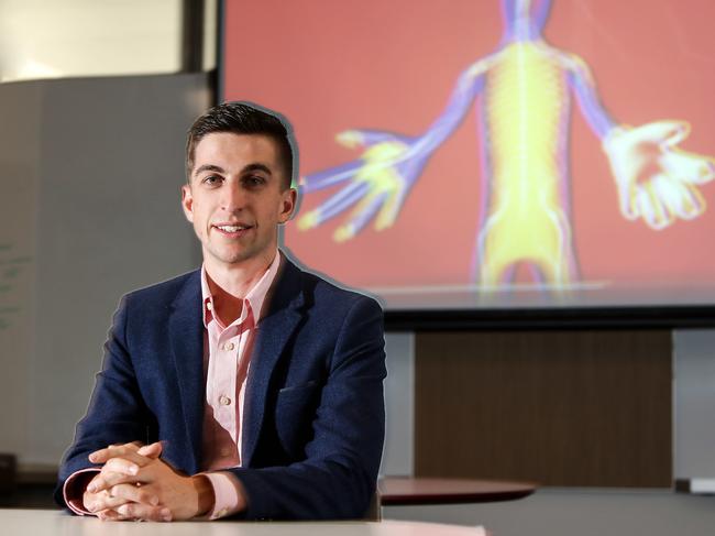 Joshua Pate’s phantom video plays in the background at Westmead Public Hospital. Picture: Carmela Roche