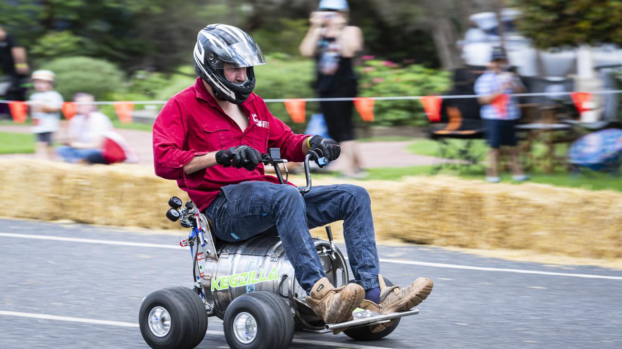 Jamie Kratzmann races his Kegzilla kart in the Greenmount Billy Kart Challenge, Saturday, November 23, 2024. Picture: Kevin Farmer