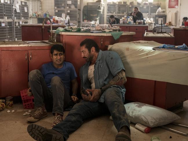 Dave Bautista and Kumail Nanjiani in a scene from Stuber.