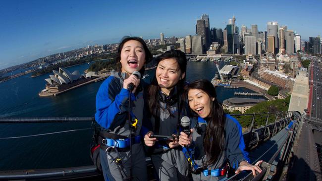 Karaoke climb ... Bridgeclimb Sydney is adding a karaoke machine to the Harbour Bridge for Chinese New Year. Pic: Geoff Jones