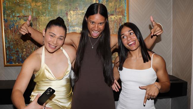 Ivana Lolesio, Chantay Kiria Ratu and Destiny Mino Sinapati at the Gold Coast Titans 2024 NRLW Season Launch at The Star for Gold Coast at Large. Picture, Portia Large.