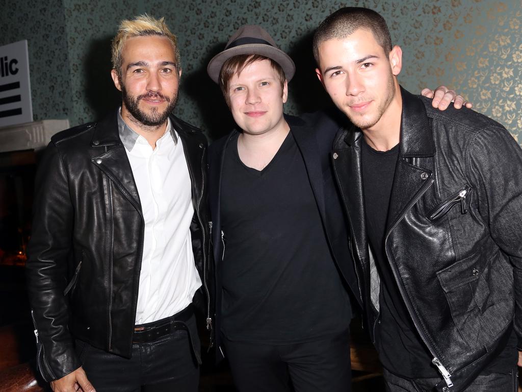 Pete Wentz, Patrick Stump and Nick Jonas attend Republic Records 2015 VMA after party at Ysabel in West Hollywood. Picture: Getty