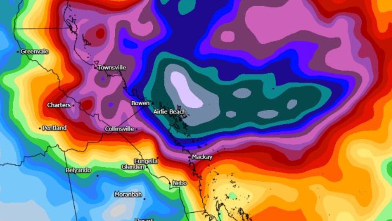 Rainfall totals up to 1000mm are forecast off the coast of Far North Queensland. Picture: Metcentre