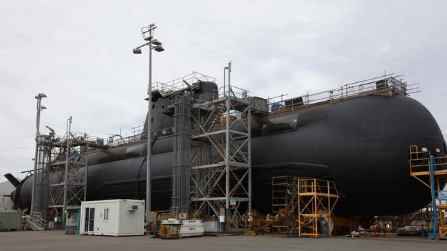 A Collins class submarine in Osborne, SA, which will be replaced by the new nuclear fleet. Picture: Emma Brasier